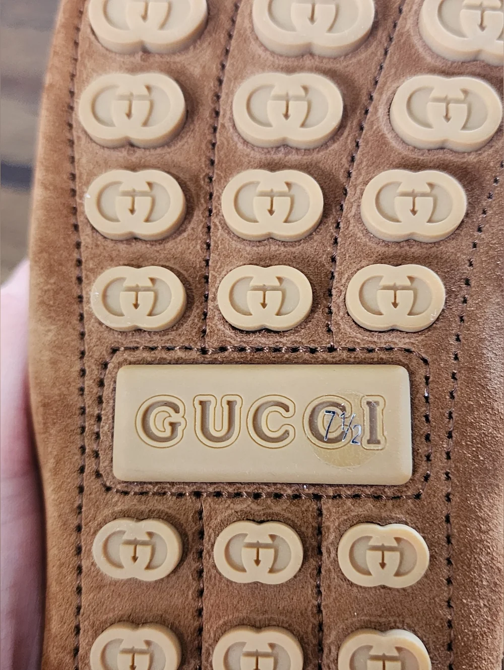 $950 Brand New Gucci GG Men's Brown Suede Driver Loafers G7.5 US 8